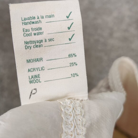 Le Blanc Mouton Women's Sweater One Size Beige Mohair Wool Dolman Sleeve Cropped - Picture 4 of 13